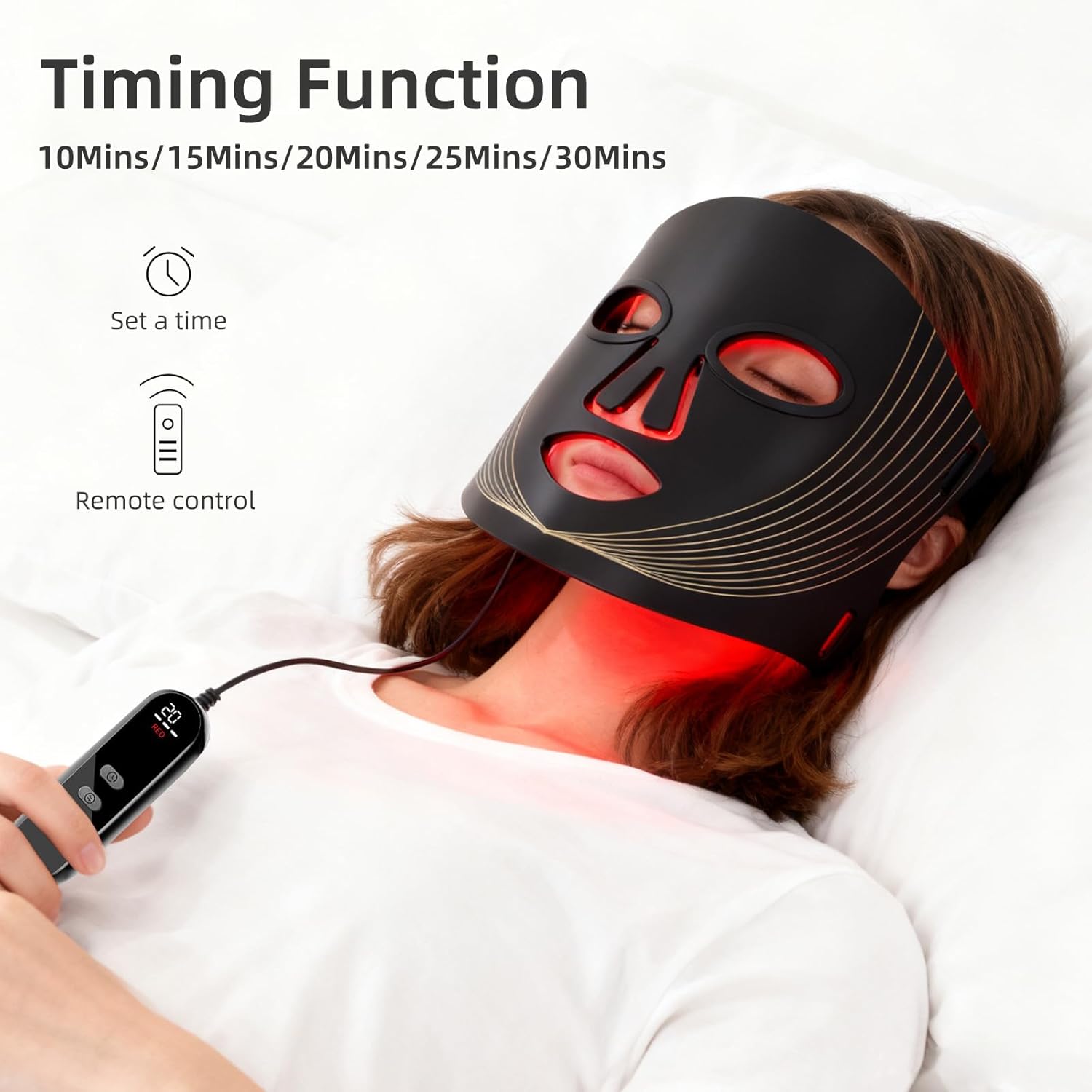 Glowra™ LED Mask FM-02 side profile view - hands-free wearable design