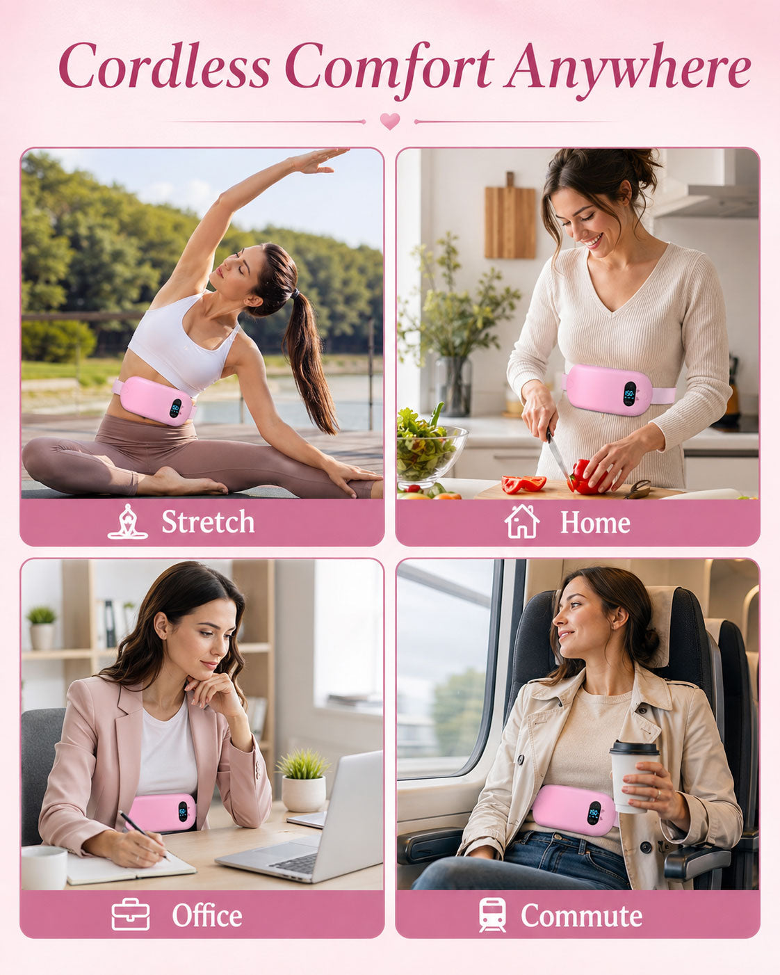 Cordless Portable Heating Pad with Heat & Vibration