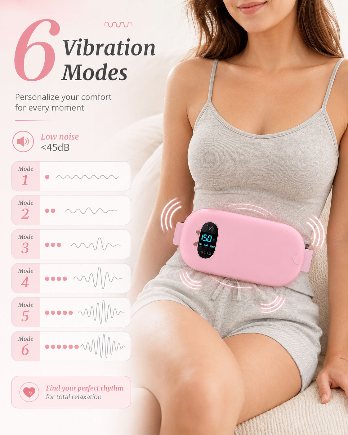 Cordless Portable Heating Pad with Heat & Vibration